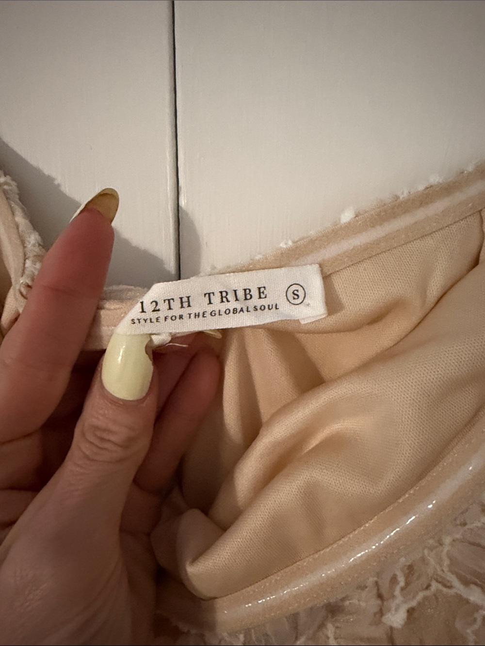 12th Tribe Strapless Lace Applique Maxi Dress in Nude Blush - Picture 5 of 5